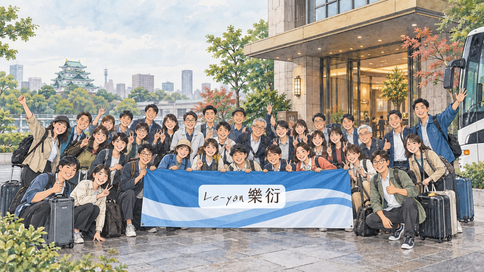 樂衍約 30 位夥伴展開名古屋員工旅遊插畫